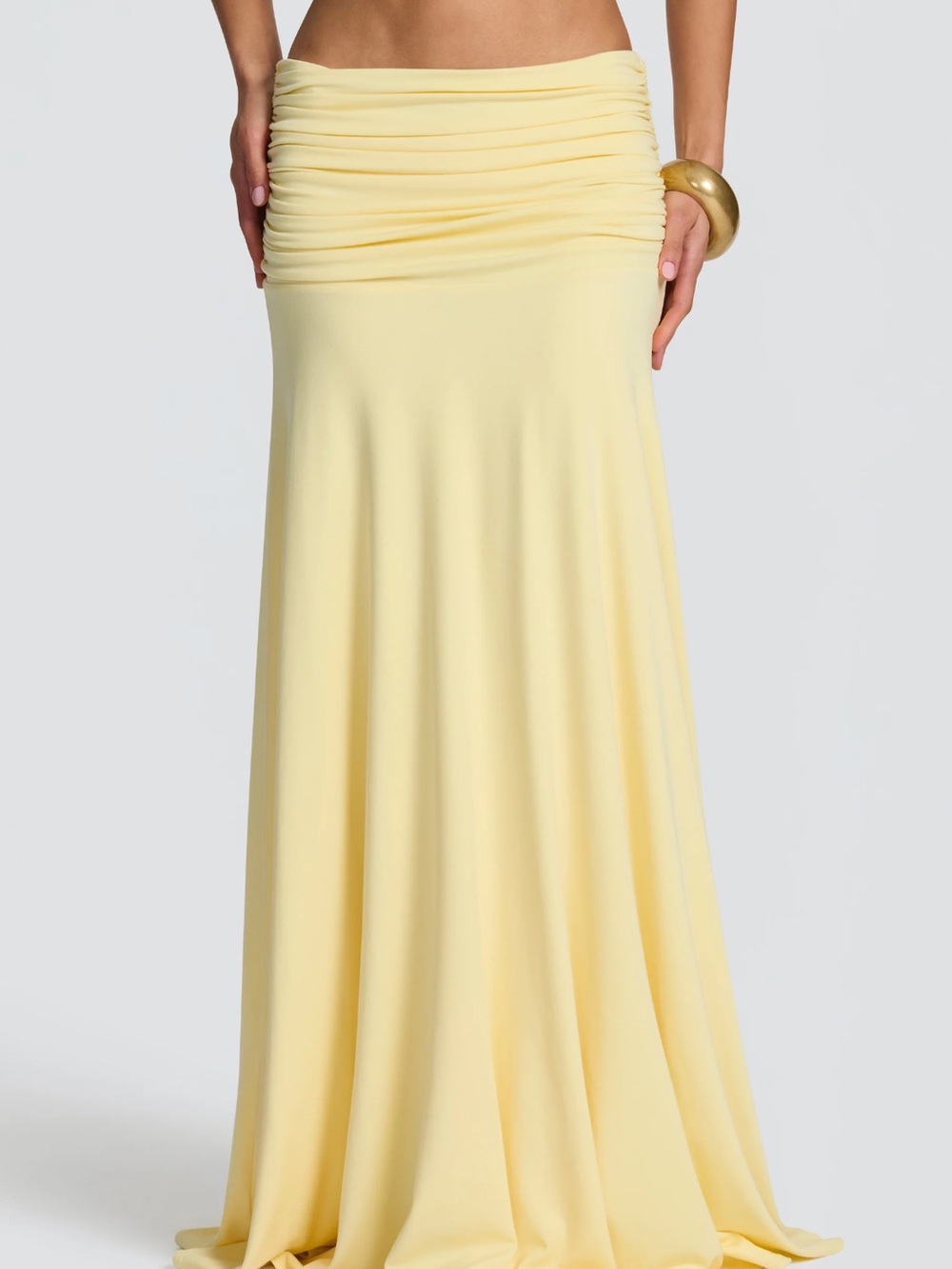Paige maxi skirt lemon Ruched Waist Maxi Skirt